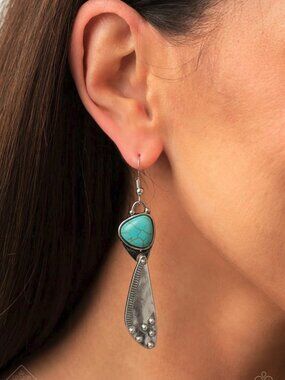 Paparazzi Jewelry Accessories - Going-Green Goddess - Blue Earrings - Vintage